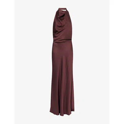 Simkhai Womens Mahogany Reannon Draped Woven Gown In Brown