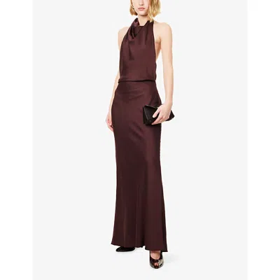 Simkhai Womens Mahogany Reannon Draped Woven Gown In Brown