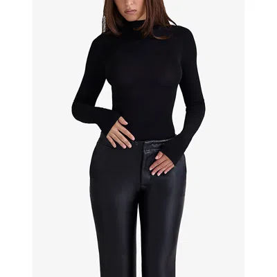House Of Cb Womens Black Eliena High-neck Stretch-knit Bodysuit In Black