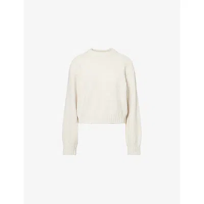 The Couture Club Womens Oat Emblem Embroidered Crewneck Knitted Jumper Xs In White