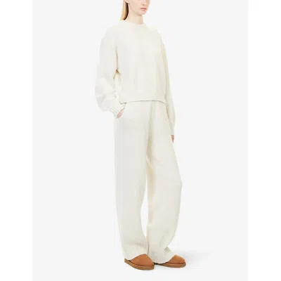 The Couture Club Womens Oat Emblem Embroidered Crewneck Knitted Jumper Xs In White