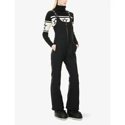 Perfect Moment Womens Jet Black Bib Flared Ski Suit In Black