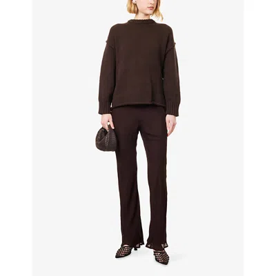 Dissh Womens Dark Choc Suntia Bias-cut Chiffon Trousers In Brown