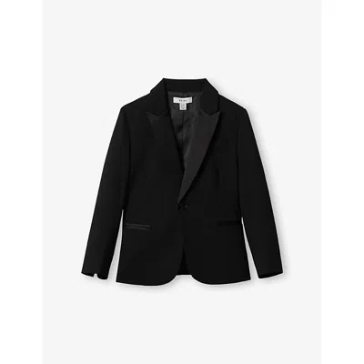 Reiss Black Knightsbridge Peak-lapel Woven Blazer 9-13 In Black