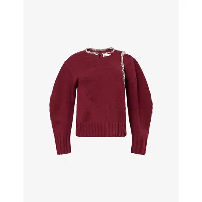 Simkhai Womens Oxblood Monroe Embellished Wool-blend Jumper In Burgundy