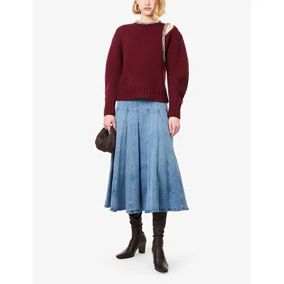 Simkhai Womens Oxblood Monroe Embellished Wool-blend Jumper In Burgundy