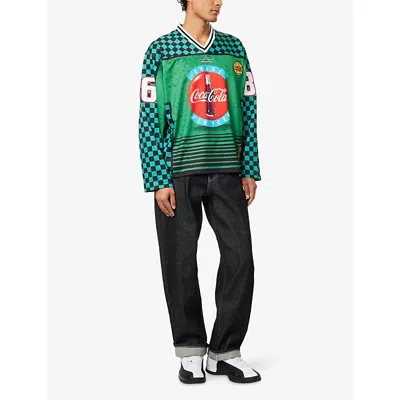 Awake Ny Mens Green  X Coca Cola Hockey Long-sleeves Woven T-shirt Xl In Green