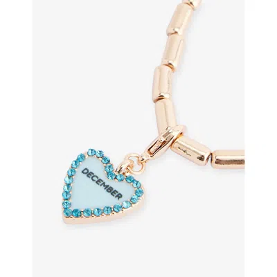 Stych Accessories Multi Lght December Birthstone And Month Zinc And Acrylic Charm Necklac In Gold