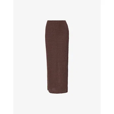 Dissh Womens Choc Melissa Shirred Cotton-blend Maxi Skirt In Brown