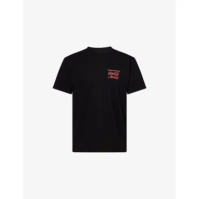 Awake Ny Mens Black  X Coca Cola Real Thing Crewneck Cotton-jersey T-shirt Xl In Black