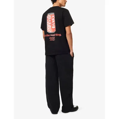 Awake Ny Mens Black  X Coca Cola Real Thing Crewneck Cotton-jersey T-shirt Xl In Black