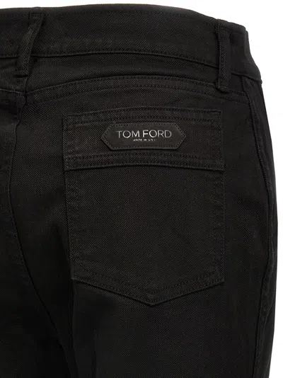 Tom Ford Logo-patch Flared Jeans In Black