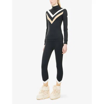 My Sunday Ski Womens Black Chevron Base Ski Top And Legging Layer Set In Multi