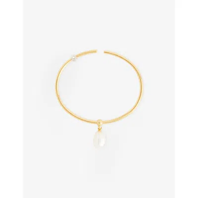 Plow Womens Swing Pearl 18ct Yellow-gold Plated Sterling-silver And Fresh-water Pearl Bracelet In Gold