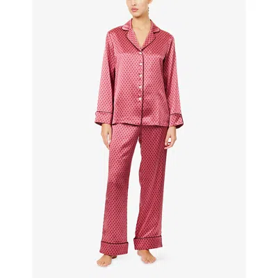 Olivia Von Halle Womens Lila Dita Geometric-print Silk Pyjama Set In Pink