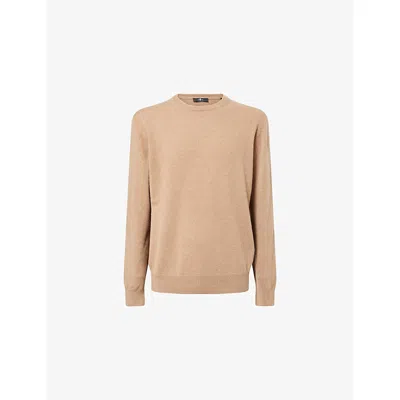 7 For All Mankind Ens Sandcastle Crewneck Logo-patch Cashmere Jumper Xl In Neutral