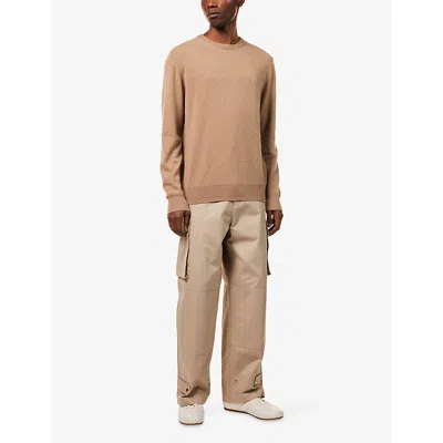 7 For All Mankind Ens Sandcastle Crewneck Logo-patch Cashmere Jumper Xl In Neutral