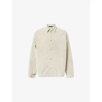 7 For All Mankind Ens Clover Pointed-collar Corduroy Cotton-blend Overshirt In Neutral