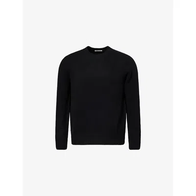 Soft Goat Mens Black Chunky-knit Crewneck Cashmere Jumper Xl In Black