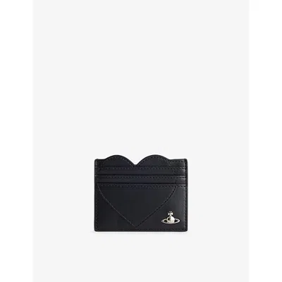 Vivienne Westwood Mens Black Heart Leather Card Holder In Black