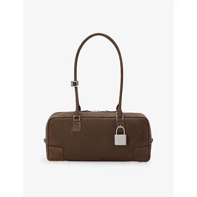Loewe Womens Tundra Amazona 31 Cropped Suede Shoulder Bag In Brown