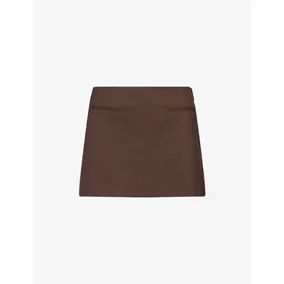 Sir Womens Chocolate Dylan Tailored Wool-blend Mini Skirt In Brown