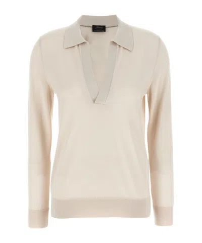 Brioni V-neck Knitted Top In Neutral