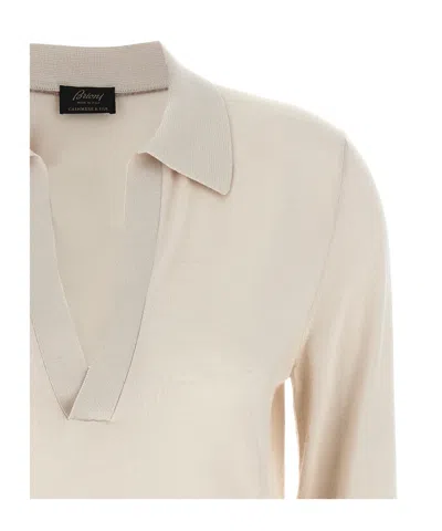 Brioni V-neck Knitted Top In Neutral