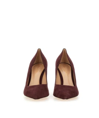 Gianvito Rossi Pointed Toe Suede Stiletto Heel Pumps In Burgundy