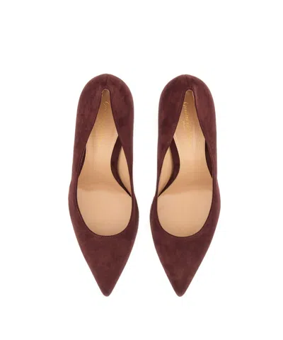 Gianvito Rossi Pointed Toe Suede Stiletto Heel Pumps In Burgundy