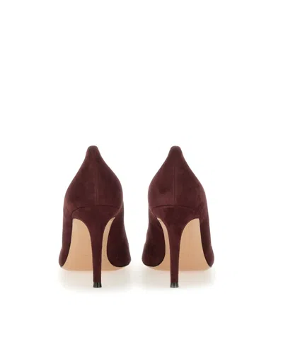 Gianvito Rossi Pointed Toe Suede Stiletto Heel Pumps In Burgundy