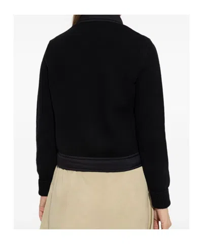 Moncler Grenoble High Neck Quilted Cardigan In Black