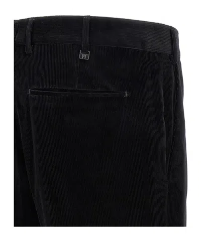 Pt Torino Pleat-front Corduroy Trousers In Black