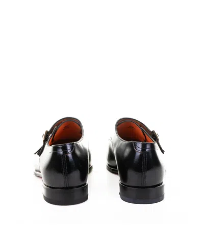 Santoni Leather Adrian Blake Monk Shoes In Black
