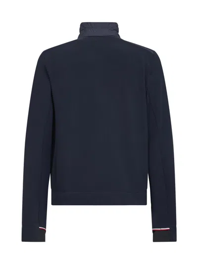 Moncler Grenoble Logo Embroidered Zip-up Sweatshirt In Blue