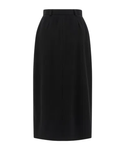 Brioni Violante Slit Detailed Midi Skirt In Black