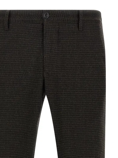 Incotex Vichy Patterned Wool Pants In Brown