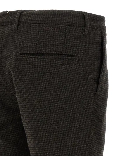 Incotex Vichy Patterned Wool Pants In Brown
