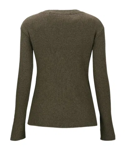 Andersson Bell Ribbed Knit Wool Blend Cardigan In Brown