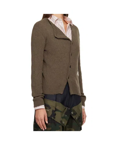 Andersson Bell Ribbed Knit Wool Blend Cardigan In Brown