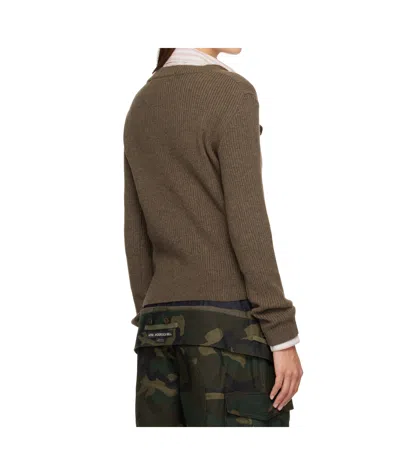 Andersson Bell Ribbed Knit Wool Blend Cardigan In Brown