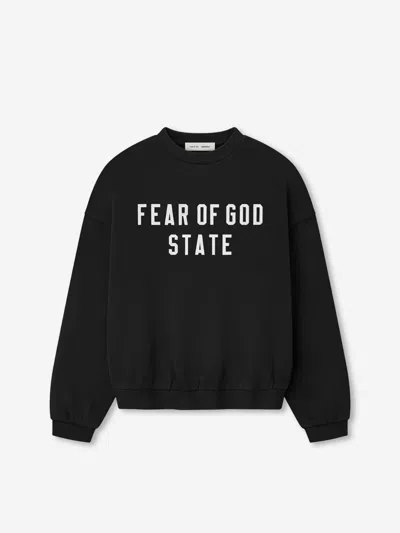 Fear Of God Essential Round Neck Sweatshirt In Black