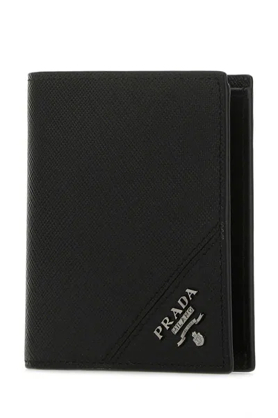 Prada Saffiano Leather Card Holder In Black