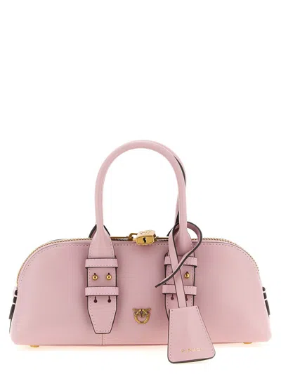 Pinko Love Birds Bowling Leather Handbag In Pink