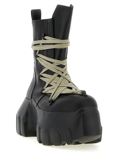 Rick Owens Black Hollywood Megalace Mega Tractor Boots In 09 Black