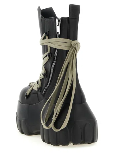 Rick Owens Black Hollywood Megalace Mega Tractor Boots In 09 Black