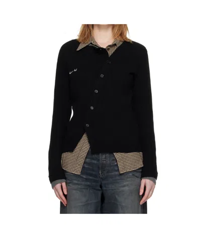 Andersson Bell Button-down Slim-fit Knit Cardigan In Black
