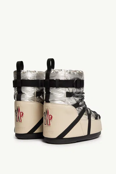 Moncler Moon Boot X  Grenoble Icon Low Padded Snow Boot In Silver