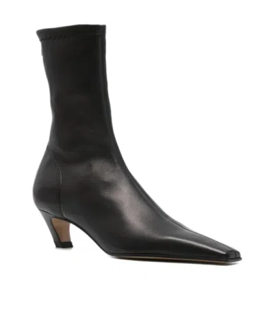 Khaite Arizona Leather Ankle Boots In Black