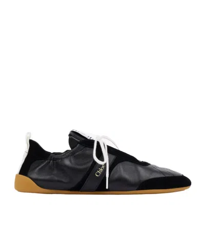 Chloé Kick Logo Detailed Low-top Sneakers In Black